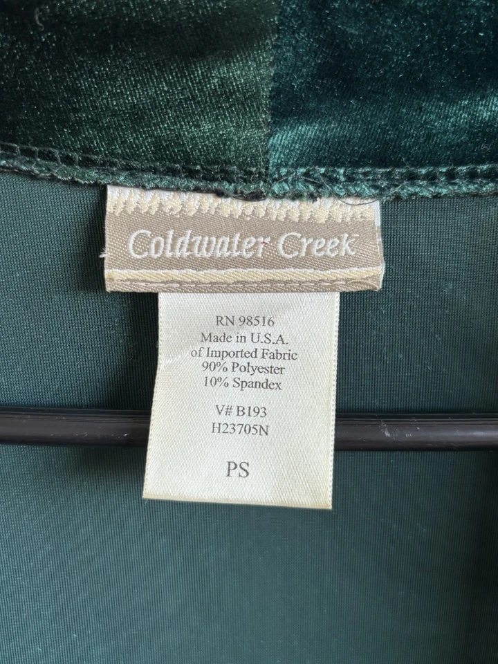 Chaqueta corta Coldwater Creek de terciopelo verde vintage años 90 con detalles de cuentas SP Foto 4 de 4