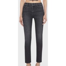 Mother The Mid Rise Dazzler Ankle Jeans Black Gray Denim Not Today Satan 27