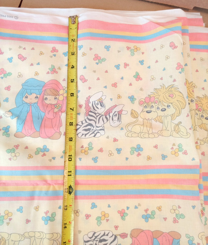 ADORABLE Precious Moments Noah's Ark Spectrix Fabric Zebras & Lions 5.8 YRDS