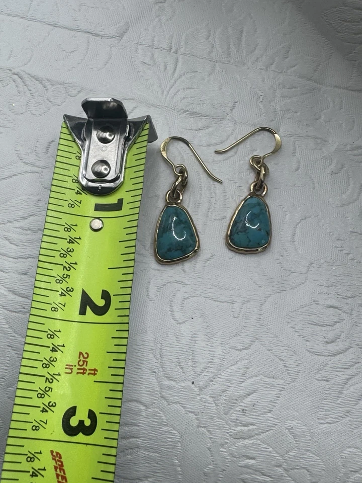 Pendientes colgantes bronceados por BARSA genuinos turquesa y bronce usados Foto 4 de 4