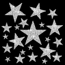 24Pcs 5 Sizes Iron on Stars, Star Patches Rhinestone Stickers, Decorative Star P