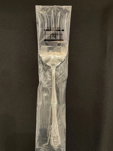 Wallace Rose Point  Meat Fork Handle Sterling Silver New In Unopened Pkg 10 5/8”