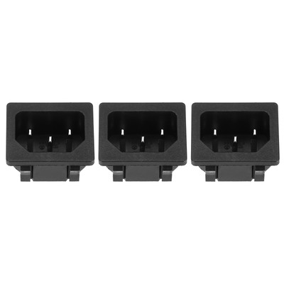 C14 Panel Mount Plug Adapter AC 250V 10A 3 Pins IEC Inlet Plug 3Pcs