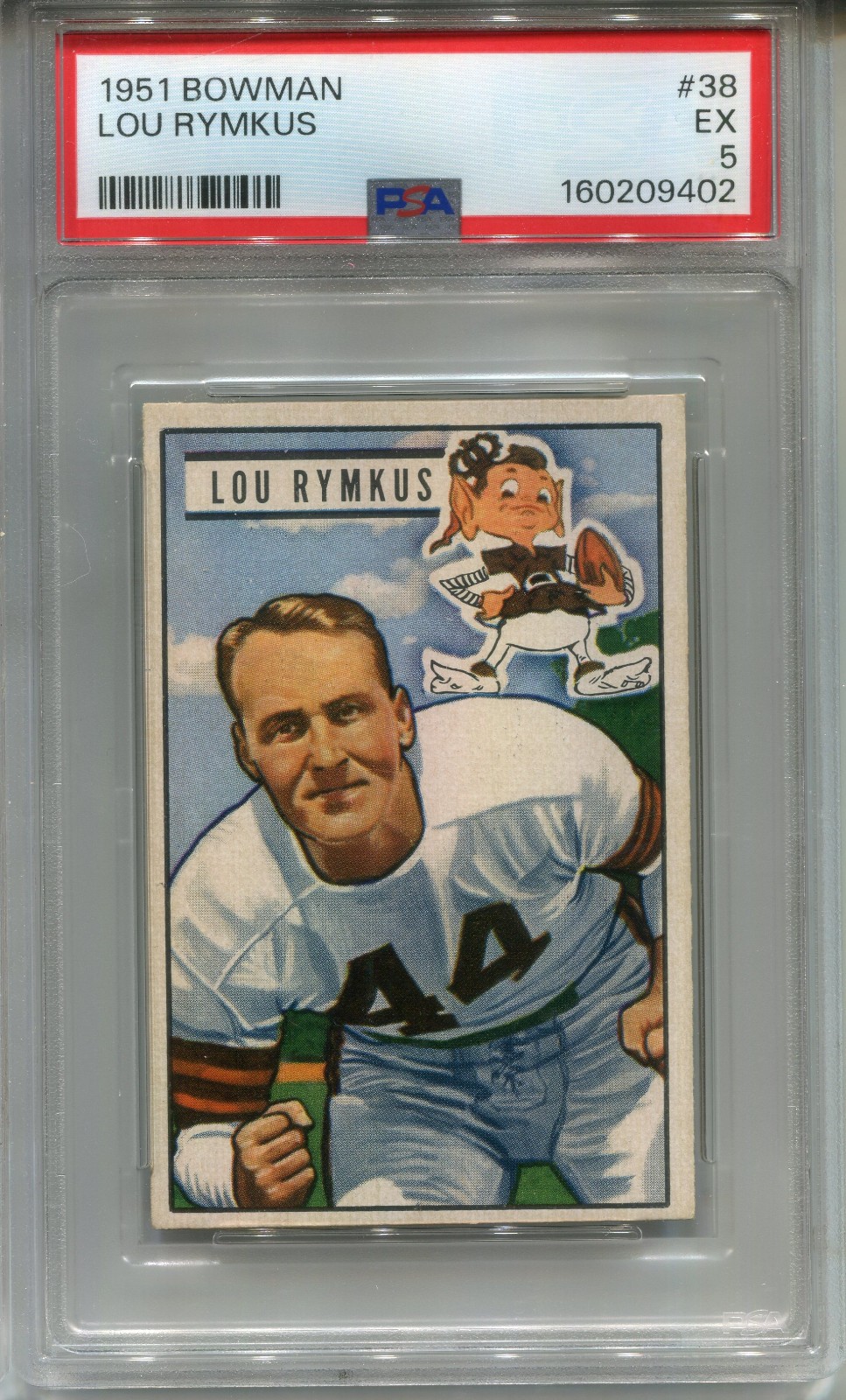 Lou Rymkus #38 Football Cards 1951 Bowman trading card — raw and PSA graded price guide