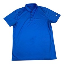 Nike Golf Dri Fit Polo Shirt, Standard Fit, Blue, Short Sleeves Men s Size Large
