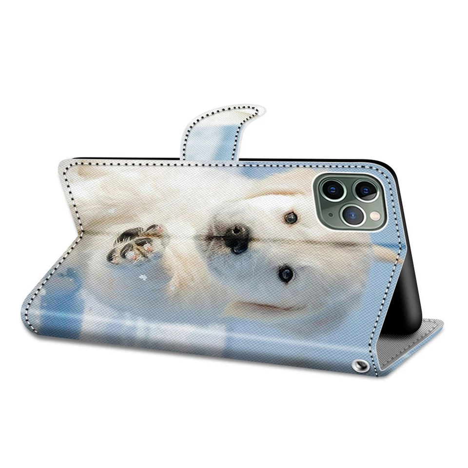 Funda de teléfono billetera blanca para perro para Google Pixel Honor Magic Huawei Sony Nokia 1S 3L Foto 3 de 4