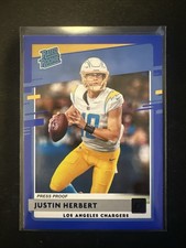 Panini 2020 Donruss Rated Rookie Justin Herbert #303 Press Proof Blue Chargers