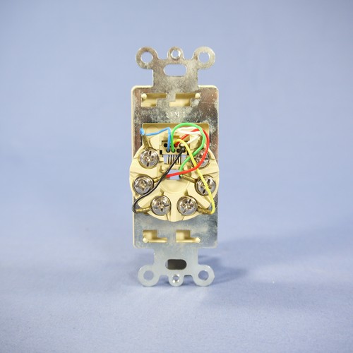 Eagle 3560-6V Ivory 1-Gang Flush 6-Conductor Decorator Voice Modular Jack Insert - Zdjęcie 3 z 4