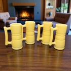 Vtg Frankoma Mustard Yellow Glaze Pottery 26DC 4 pieces Espresso Coffee Mugs
