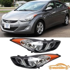 For 2011-2013 Hyundai Elantra Projector Headlights Headlamps Chrome Pair Set