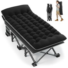 Portable Camping Cot, 32" Extra Wide Camping Cots for Adults with Thick Mattr...