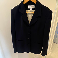 Jones New York Women  s Black Button-Front Jacket 6 Pockets Lined Collared Short