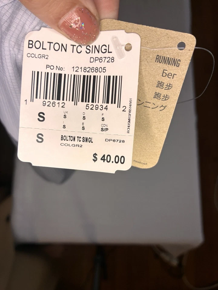 Camiseta sin mangas para correr Reebok Bolton TC, gris, pequeña NUEVA con etiquetas Foto 4 de 4