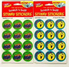 Scratch n Sniff Lot RETRO Strawberry Milkshake Fruit pie Lemon Juice, Squeeze Me