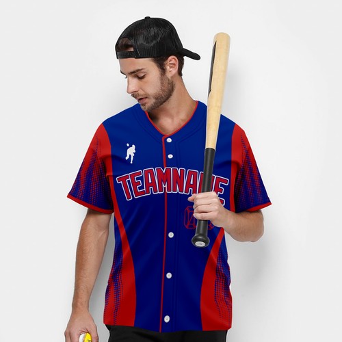 Chicago City Dot Custom Jerseys Baseball For Man Personalized Blue Red - Picture 3 of 7