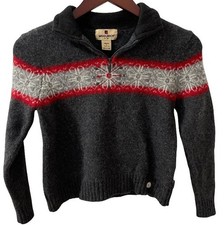 Woolrich Women s Size S Petite Gray Wool Fair Isle 1/4 Zip Sweater