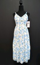 Rare Editions Floral Print Cold Shoulder Chiffon Maxi Big Girls Dress 14Y Blue