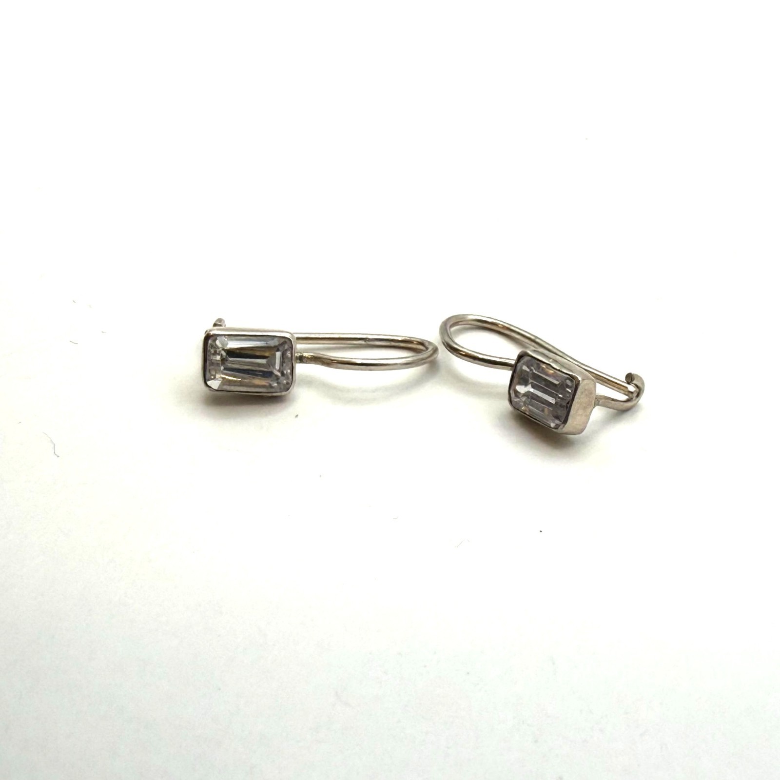 Sterling Silver 925 Clear Rectangular CZ Drop Ear… - image 8