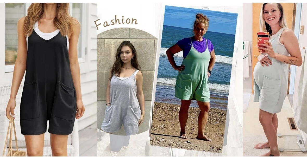 Fantaslook Jumpsuit For Women Casual Summer Rompers Sleeveless Loose Spaghetti S