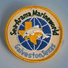 VTG Sea Arama Marineworld Jacket Patch Dolphin Galveston Texas 1965 to 1990 3"D