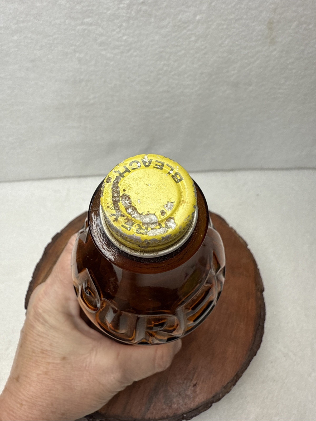 Vintage Purex Bleach AMBER GLASS  Bottle with lid 10"
