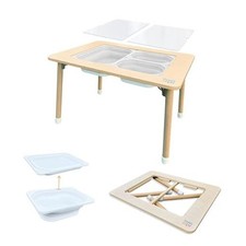 Sensory Play Activity Table with Foldable Legs, Storage Bins, and Lid