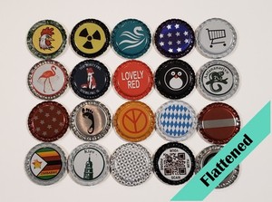 100 FLATTENED Bottle Caps (((NO REPEATS))) Kid Friendly Flat