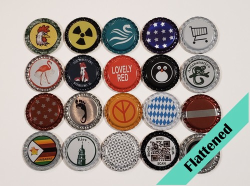 100 FLATTENED Bottle Caps (((NO REPEATS))) Kid Friendly Flat