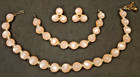 Pink Moonglow Moonstone Thermoset Necklace Bracelet Earrings Vintage Set — photo 1
