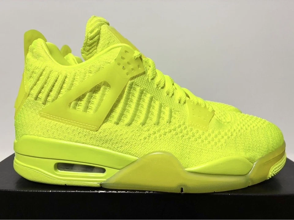 Deadstock 2019 Nike Air Jordan 4 Retro Flyknit Volt-黑色 AQ3559-700 男式 Us8.5 — 第 3/4 张图片