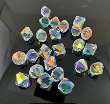 Swarovski Crystal Beads 6301/6328 Crystal AB Top Drill Bicone 10mm (6)