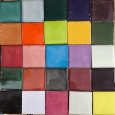 SET with 100 Solid Mexican 2x2 Ceramic Tiles Handmade Hand painted Tile 002