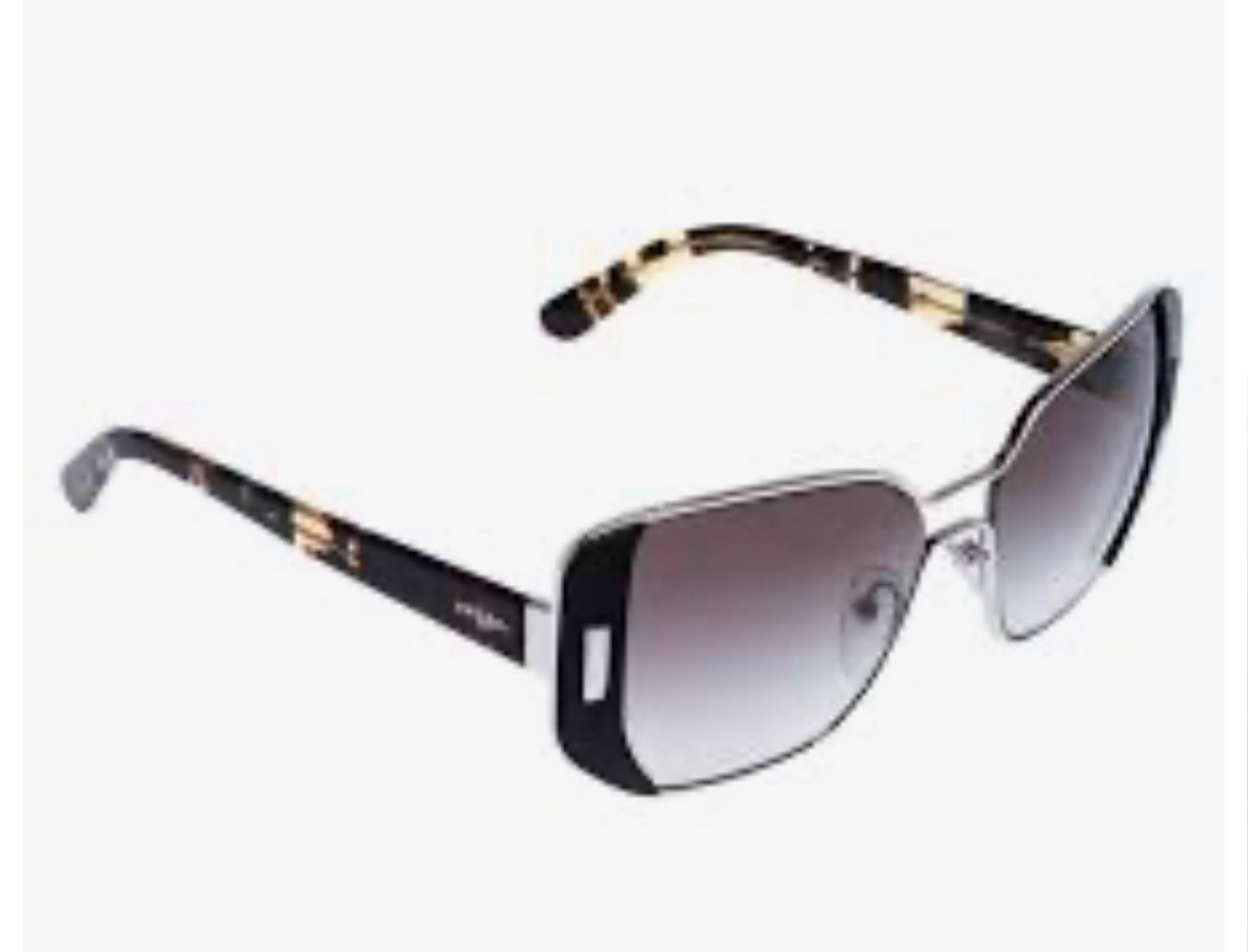 PRADA Sunglasses SPR 59S 1AB-0A7 54-16 Silver & Black Frame w/ Grey Gradient