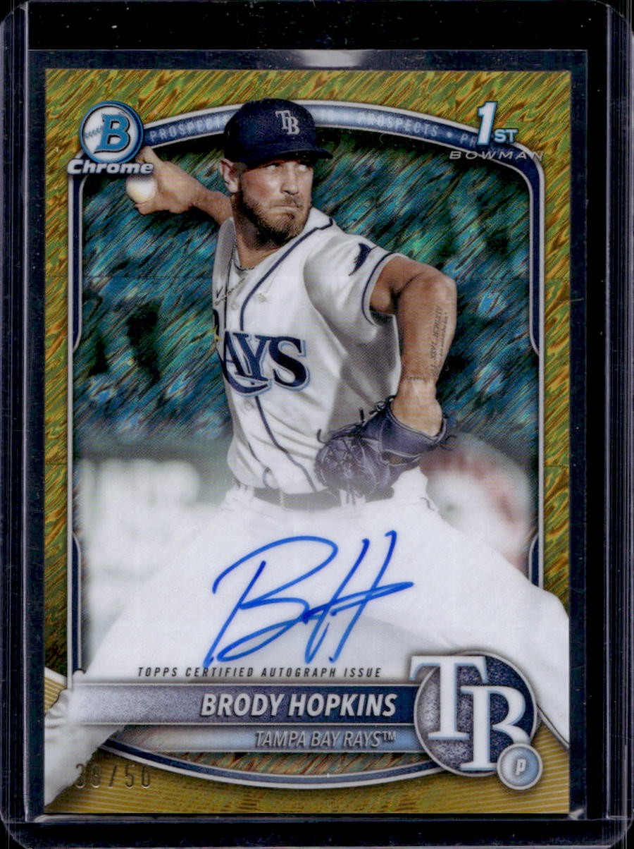 Brody Hopkins 2025 Bowman Chrome #CPA-BH 1st Prospect Auto Gold Shimmer /50