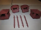 4 Vintage Marx Fort Apache Playset Stockade Blockhouse Pieces and Ladders
