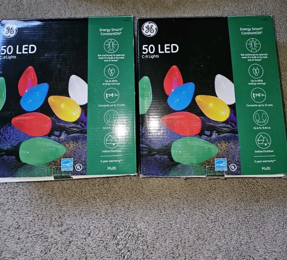3 Cajas GE Energy Smart 50 LED C7 Navidad Cadena Luces - Multicolor Gratis 🚚  Foto 2 de 3
