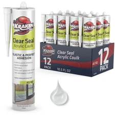 Kraken Bond Clear Seal Acrylic Caulk, 10.5oz 12 Pack – Clear