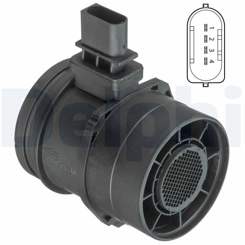 Für DELPHI AF10394-12B1 Mass Air Flow Sensor AF10394-12B1 Air flowmeter (4 pin, - Bild 2