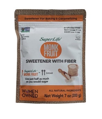 Super Life Monk Fruit Sweetener with Fiber   LowGlycemic Index, DiabeticSafe 