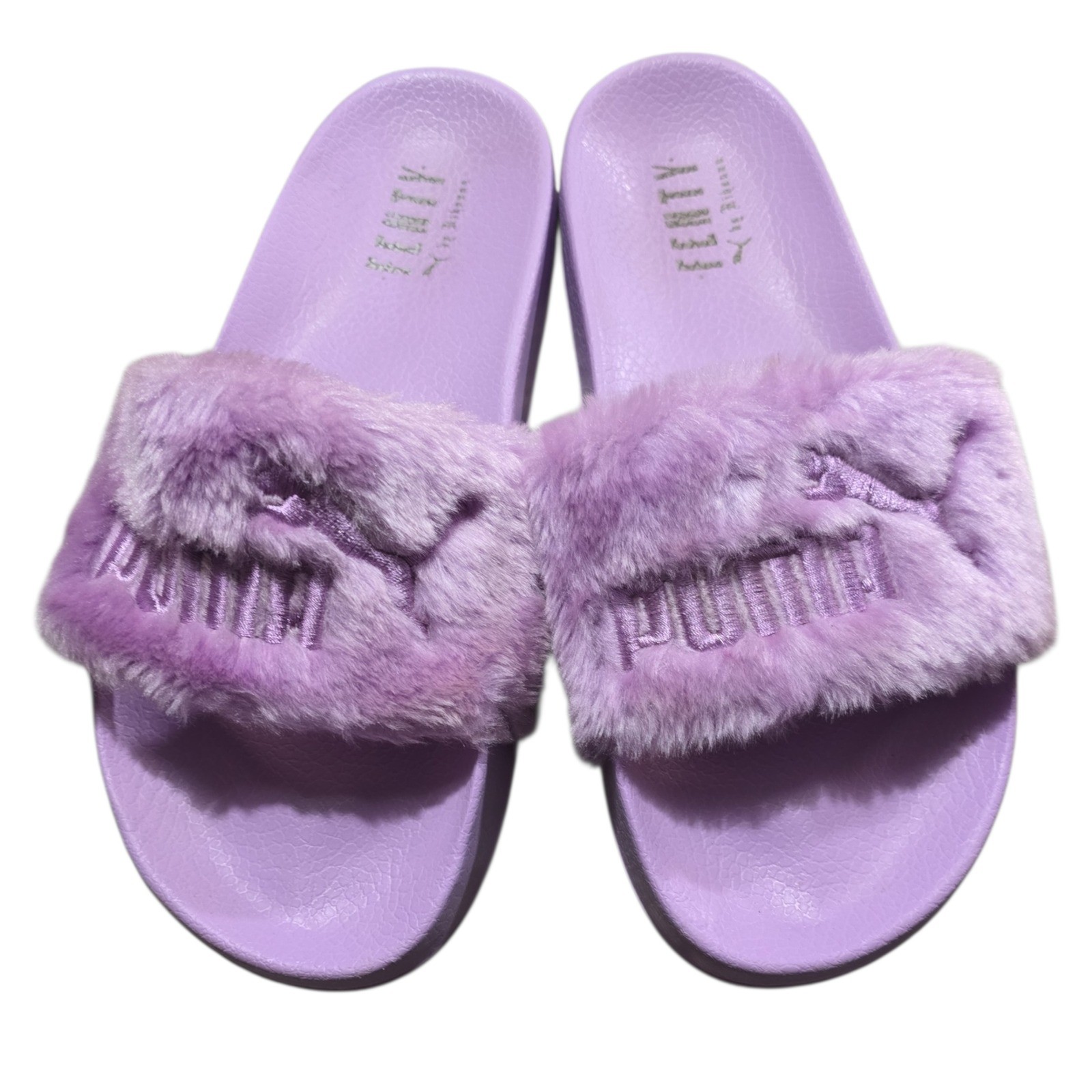 PUMA x Fenty by Rihanna Fur Slides Orchid Bloom Purple Womens 7.5 Faux Fur image 6