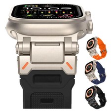 For Apple Watch Ultra 3 49mm Series 11 10 9 8 7 6 543 Silicone Metal Strap Band
