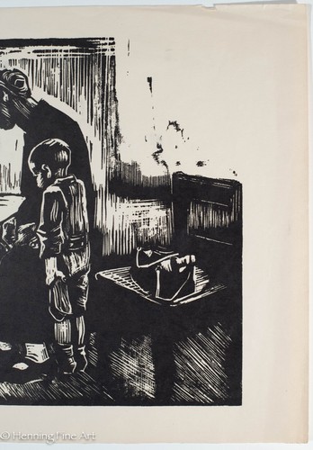 Kathe Kollwitz Fine Vintage Woodcut Print "Besuch im Krankenhaus" Hospital Visit - Picture 2 of 6