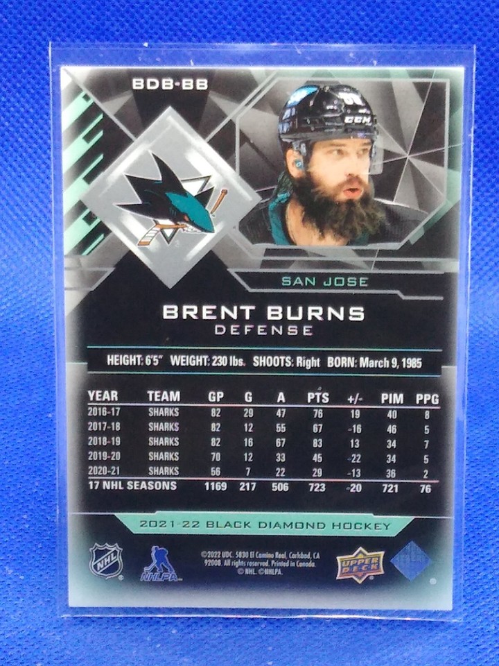 202122 UD Black Diamond Brent Burns 299/349 BDBBB San Jose eBay