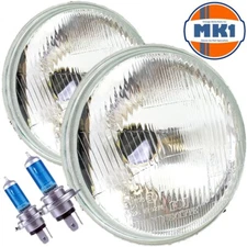 7" FLAT CLASSIC CAR XENON HALOGEN HEADLAMPS HEADLIGHTS H4 UPGRADE CONVERSION