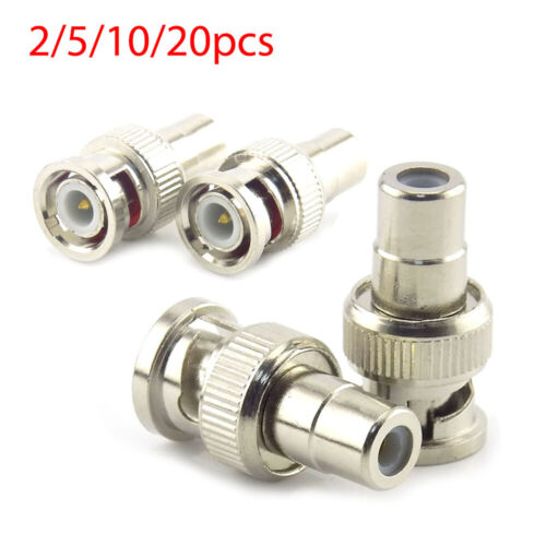 2/20X BNC Male Plug to RCA Phono Female Socket Adaptor Connector for CCTV Camera - Picture 1 of 8