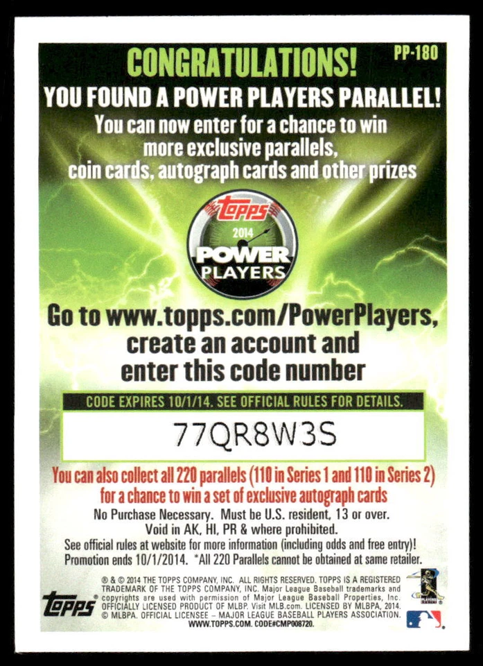 2014 Topps #PP-180 Tim Lincecum Power Players - Image 2 of 2