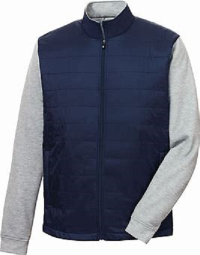 NWT FootJoy Full-Zip Hybrid Golf Jacket, Navy / Heather Grey, Large, 25209