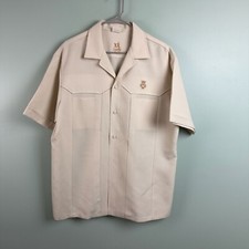 Iolani Executive Men s XL Hawaiian Camp Shirt Beige Vintage Made In USA Marks