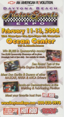 2004 Don Garlits Daytona Beach Motorsports Expo NHRA appearance handout