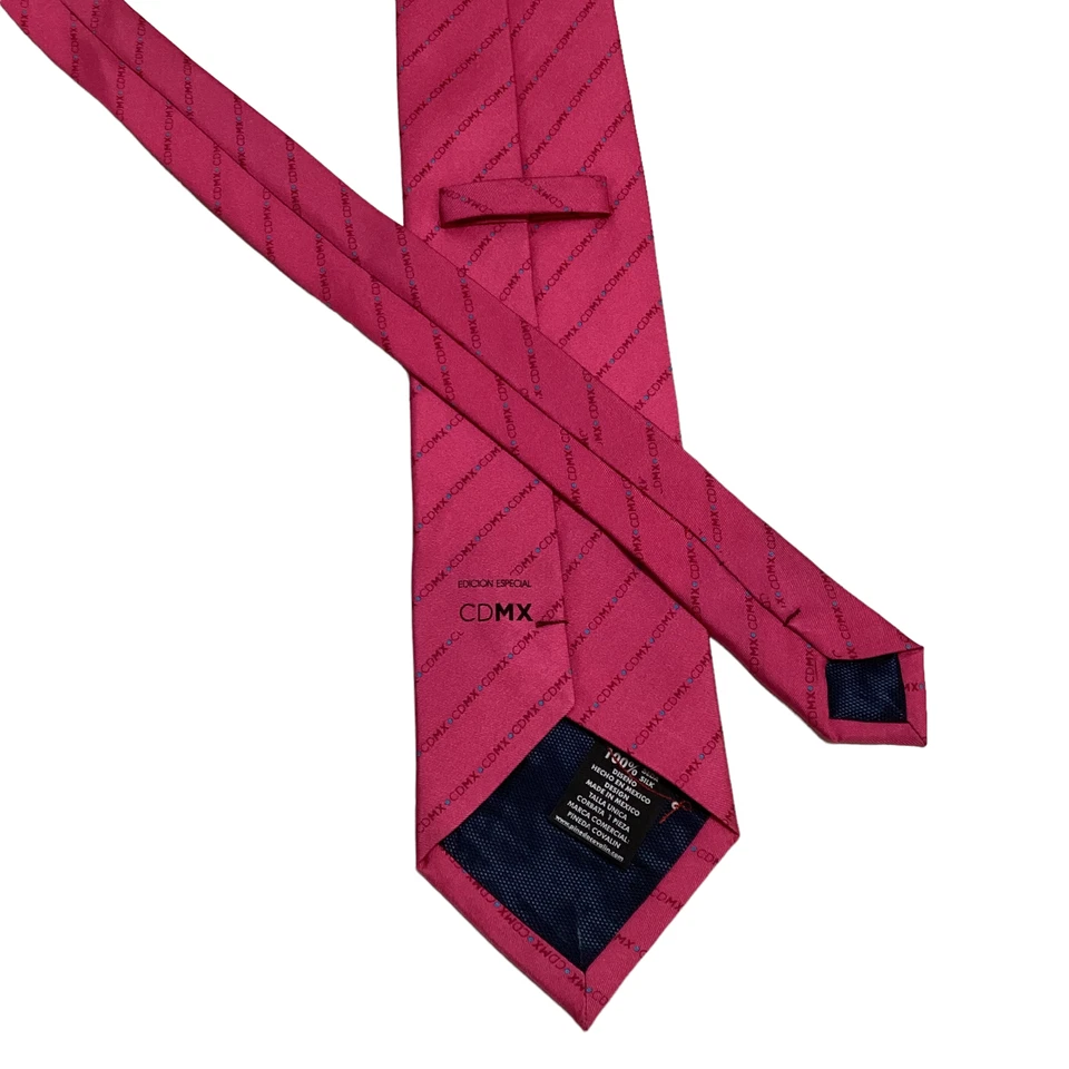 Corbata PINEDA COVALIN Para Hombre 100% Seda MÉXICO Lujo CDMX Rosa/Rojo/Azul NUEVA Rara Foto 3 de 3